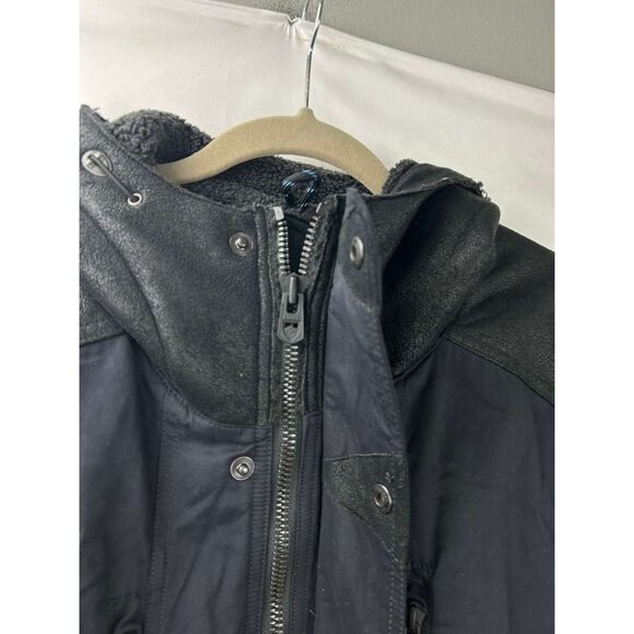 Kuhl Projekt Jacket Men's Size Large Navy Blue Hooded Pockets Faux Leather - Picture 14 of 16
